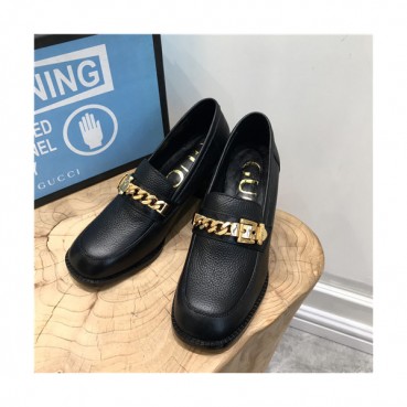 Gucci 2021 Women's Leather Middle Heel Loafer - 구찌 2021 여성용 레더 미드힐 로퍼,Size(225