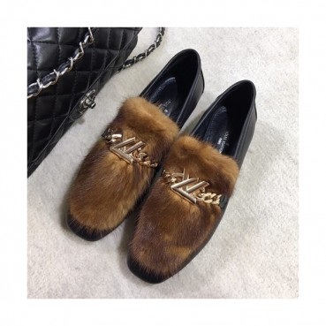 Louis Vuitton 2019 Ladies Leather & Mink Fur Loafer  - 루이비통 2019 여성용 레더 & 밍크퍼 로퍼 LOUS0454, Size (225 