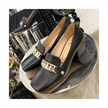 Gucci 2019 Ladies Middle-heel Leather Loafer 