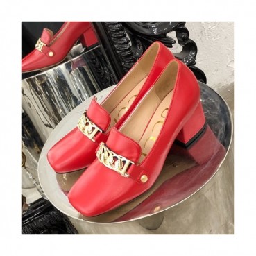 Gucci 2019 Ladies Middle-heel Leather Loafer 