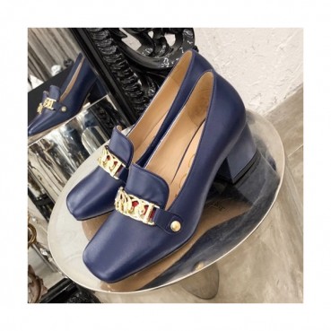 Gucci 2019 Ladies Middle-heel Leather Loafer 