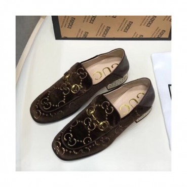Gucci 2019 Ladies Middle-heel Velvet Loafer 