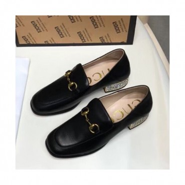 Gucci 2019 Ladies Middle-heel Leather Loafer 