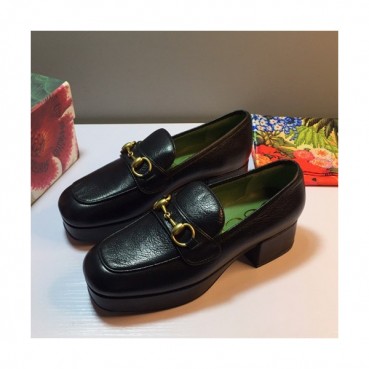 Gucci 2019 Ladies Middle-heel Leather Loafer 