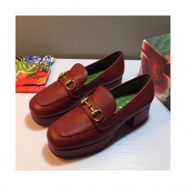 Gucci 2019 Ladies Middle-heel Leather Loafer 