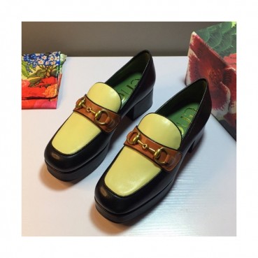 Gucci 2019 Ladies Middle-heel Leather Loafer 