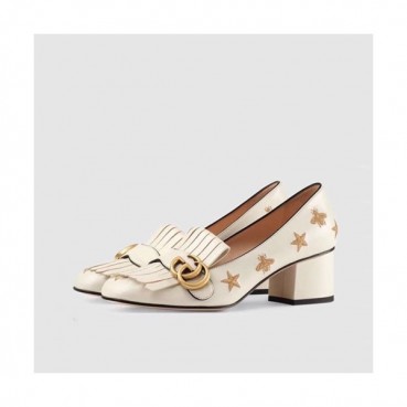 Gucci 2019 Ladies Middle-heel Leather Loafer 