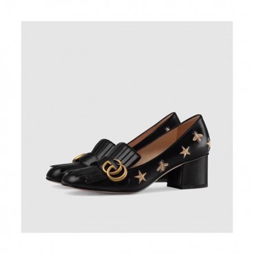 Gucci 2019 Ladies Middle-heel Leather Loafer 