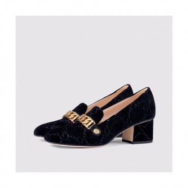Gucci 2019 Ladies Middle-heel Leather Loafer 