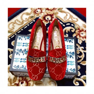 Gucci 2019 Ladies Middle-heel Leather Loafer 