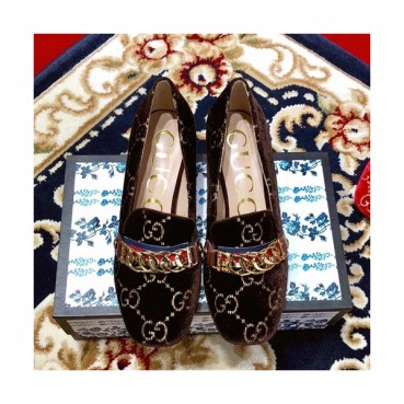 Gucci 2019 Ladies Middle-heel Leather Loafer 