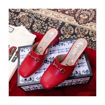 Gucci 2019 Ladies Leather Middle-heel Bloafer 