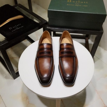 [커스텀급]Berluti 2024 Mens Retro Business Leather Penny Loafer -  벨루티 2024 남성 레트로 비지니스 레더 페니 로퍼 Bert006x.Size(245 