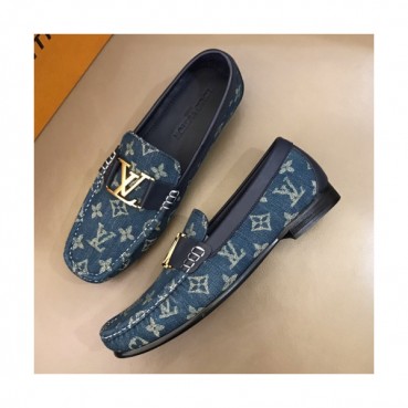 Louis Vuitton 2019 Mens Initial Metal Logo Denim Loafer  - 루이비통 남성 이니셜 메탈 로고 데님 로퍼 Lou01088x.Size(240 