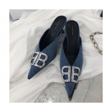 [추가할인]Balenciaga 2019 Womens BB Metal Logo Denim Bloafer - 발렌시아가 여성 BB 메탈 로고 데님 블로퍼 Bal0189x.Size(220 