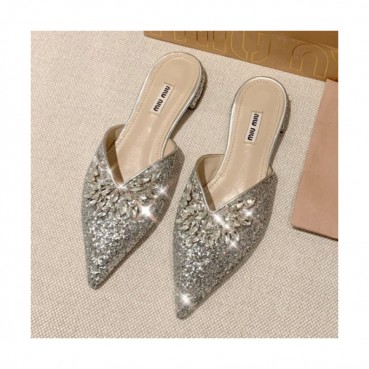 Miumiu Ladies Swarovski Glitter Bloafer - 미우미우 여성 스와로브스키 글리터 블로퍼 