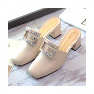 Gucci 2019 Ladies Crystal G Middle-heel Bloafer 