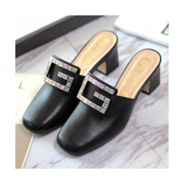 Gucci 2019 Ladies Crystal G Middle-heel Bloafer 