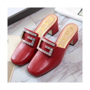 Gucci 2019 Ladies Crystal G Middle-heel Bloafer 