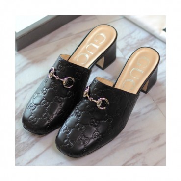 Gucci 2019 Ladies Horsbit Metal Logo Middle-heel Bloafer 
