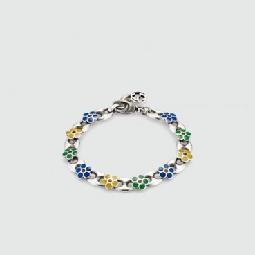 구찌 남/녀 화이트 골드 팔찌 - Gucci Unisex White Gold Bangle 