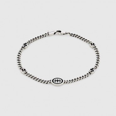 구찌 남/녀 화이트 골드 팔찌 - Gucci Unisex White Gold Bangle 