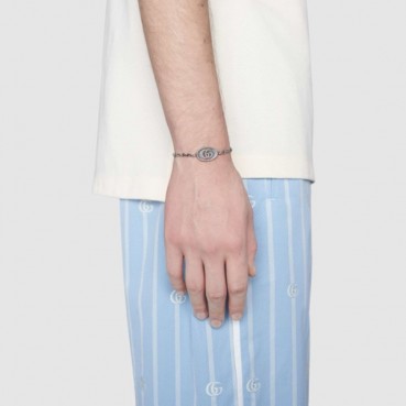 구찌 남/녀 화이트 골드 팔찌 - Gucci Unisex White Gold Bangle 