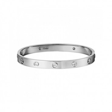 [까르띠에] 러브 브레이슬릿 다이아몬드 4개 화이트 골드 B6026417 커플팔찌 - ca0005z Cartier Love Bracelet 4 Diamonds White Gold