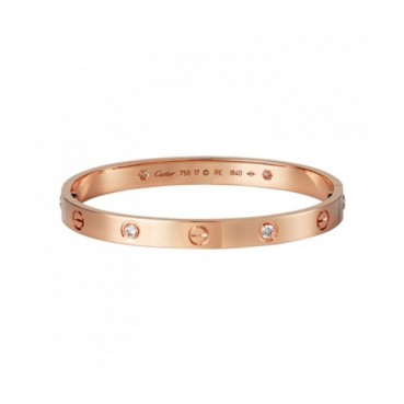 [까르띠에] 러브 브레이슬릿 다이아몬드 4개 로즈골드 B6036017 커플팔찌 - ca0004z Cartier Love Bracelet 4 Diamonds Pink Gold