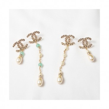 Chanel Earring  -샤넬 여성 18K도금 이어링 Cha0100.(화이트,그린)