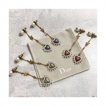 Dior Rose Gold Earring - 디올 여성용 18k도금 로즈 골드 귀걸이  3색(레드,네이비,그린)