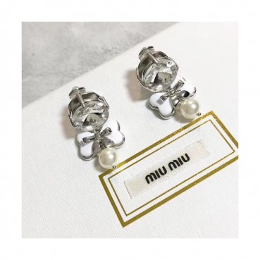 MIU MIU White Gold Earring - 미우미우 여성용 18k도금 화이트 골드 귀걸이