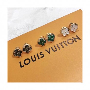 Louis Vuitton  Yellow Gold  Earring -루이비통  여성용 18k도금 옐로우 골드 귀걸이 3색(블랙,화이트,그린)