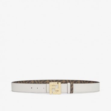 펜디 남성 시그니처 양면 화이트 벨트 - Fendi Mens White Belts 