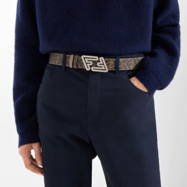 펜디 남성 시그니처 양면 그레이 벨트 - Fendi Mens Gray Belts 