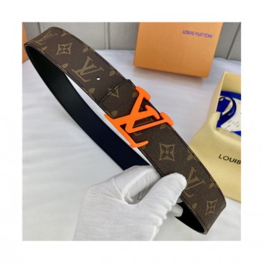 Louis Vuitton 2021 Men's Leather Belt,4.0cm,LOUBT0233 - 루이비통 2021 남성용 레더 벨트,4.0cm,브라운