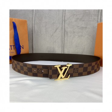 Louis Vuitton 2021 Men's Leather Belt,3.5cm,LOUBT0226 - 루이비통 2021 남성용 레더 벨트,3.5cm,브라운