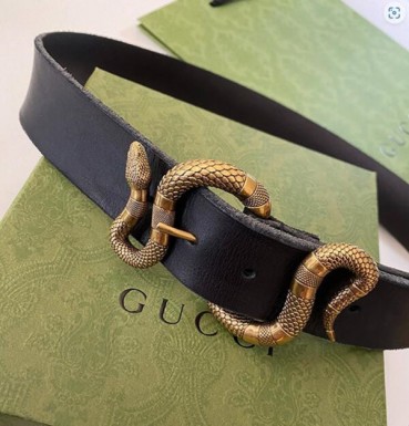 Gucci 2022 Men's Leather Belt,3.8cm,GUBT0225 - 구찌 2022 남성용 레더 벨트,3.8cm, 블랙