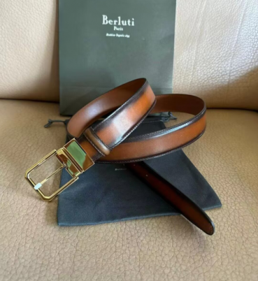 Berluti 2023 Mens Leather Belt,3.5cm,BLTBT0002 - 벨루티 2023 남성용 레더 벨트,3.5cm,브라운