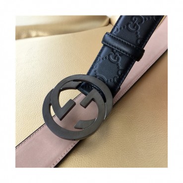 Gucci 2021 Men's Leather Belt,3.8cm,GUBT0205 - 구찌 2021 남성용 레더 벨트,3.8cm,블랙