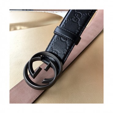Gucci 2021 Men's Leather Belt,3.8cm,GUBT0203 - 구찌 2021 남성용 레더 벨트,3.8cm,블랙