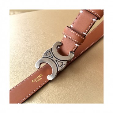 Celine 2021 Women's Leather Belt,2.5cm,CELBT0015 - 셀린느 2021 여성용 레더 벨트,2.5cm, 카멜