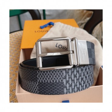 Louis Vuitton 2021 Men's Leather Belt,4.0cm,LOUBT0213 - 루이비통 2021 남성용 레더 벨트,4.0cm,닥크그레이