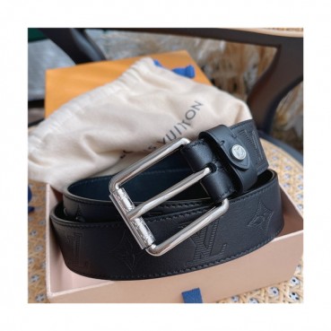 Louis Vuitton 2021 Men's Leather Belt,3.5cm,LOUBT0212 - 루이비통 2021 남성용 레더 벨트,3.5cm,블랙