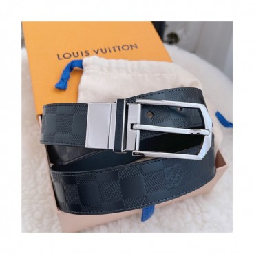Louis Vuitton 2021 Men's Leather Belt,3.5cm,LOUBT0211 - 루이비통 2021 남성용 레더 벨트,3.5cm,블랙