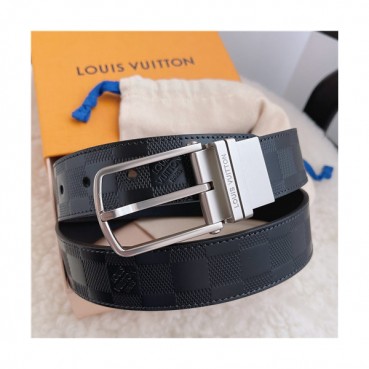 Louis Vuitton 2021 Men's Leather Belt,3.5cm,LOUBT0210 - 루이비통 2021 남성용 레더 벨트,3.5cm,블랙