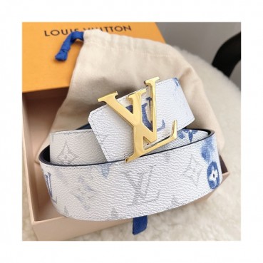 Louis Vuitton 2021 Men's Leather Belt,4.0cm,LOUBT0202 - 루이비통 2021 남성용 레더 벨트,4.0cm,화이트