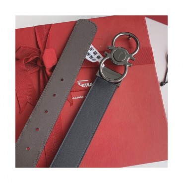 Salvatore Ferragamo 2021 Men's Leather Belt,3.5cm,FERBT0091 - 페라가모 2021 남성용 레더 벨트,3.5cm,블랙