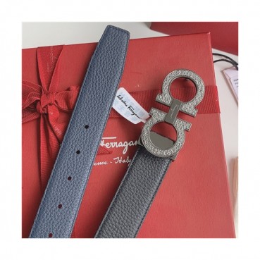 Salvatore Ferragamo 2021 Men's Leather Belt,3.5cm,FERBT0088 - 페라가모 2021 남성용 레더 벨트,3.5cm,블랙