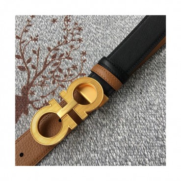 Salvatore Ferragamo 2021 Men's Leather Belt,3.5cm,FERBT0087 - 페라가모 2021 남성용 레더 벨트,3.5cm,블랙